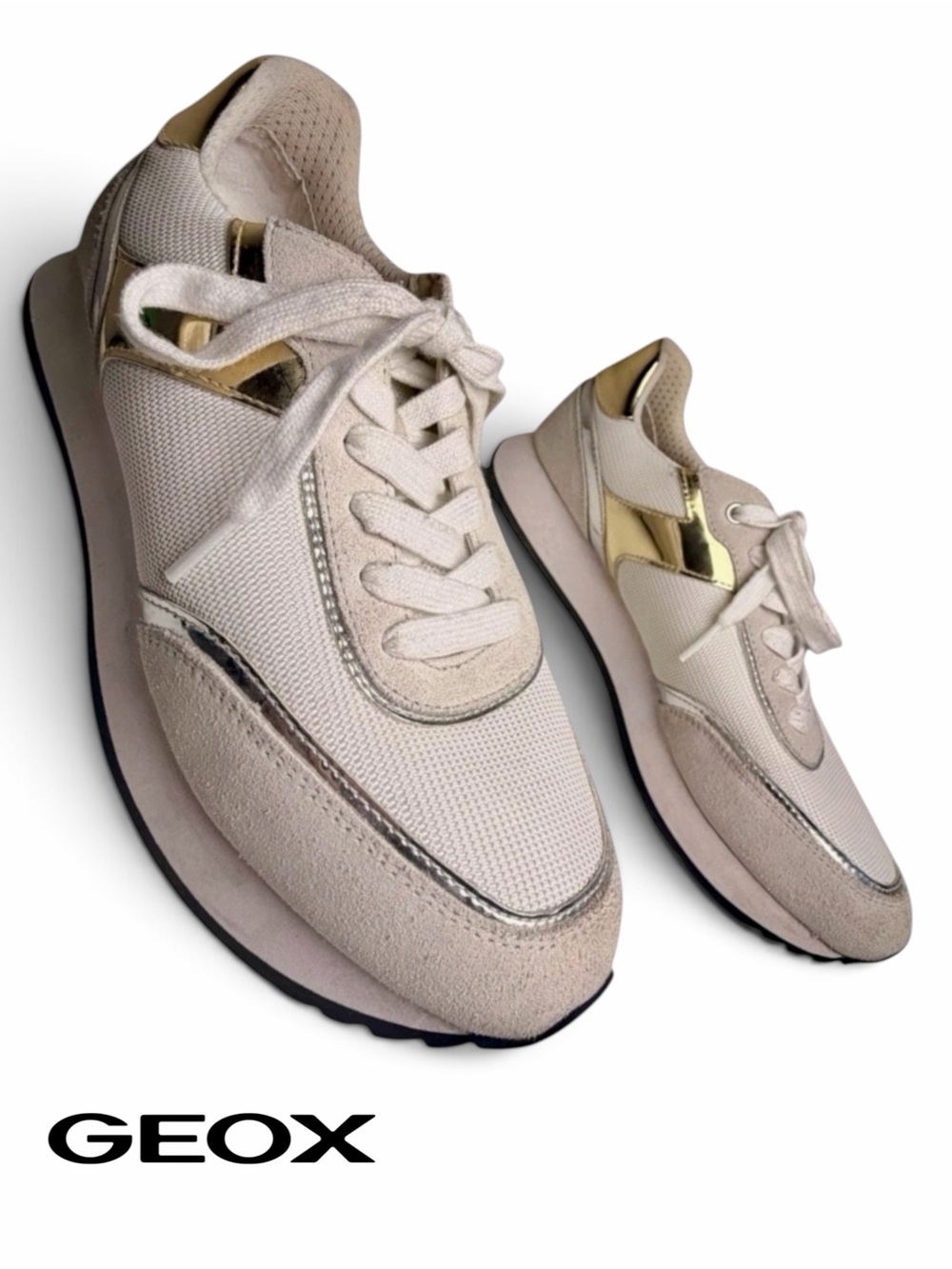 Geox D Doralea White Gold Platform Sneakers Women 10 EU 40